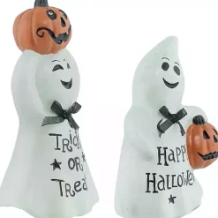 Ghosts and Jack-O-Lanterns Figurines, Set of 2