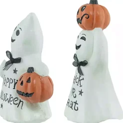 Ghosts and Jack-O-Lanterns Figurines, Set of 2