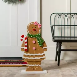 Gingerbread Woman Wooden Porch Statue