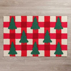 Gingham Trees Hooked Floor Mat
