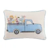 Gingham Truck Embroidered Lumbar Pillow