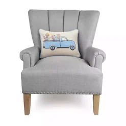 Gingham Truck Embroidered Lumbar Pillow