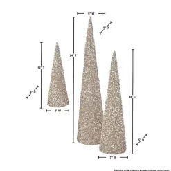 Glittered Pearl Cone Tabletop Trees, Set of 3