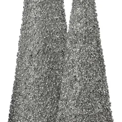 Glittered Silver Cone Tabletop Trees, Set of 3