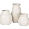 Glossy White Curved Vases, Set of 3