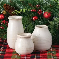 Glossy White Curved Vases, Set of 3