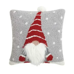 Gnome in Striped Hat Christmas Pillow