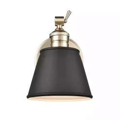 Gold and Black Metal Tapered Shade Wall Sconce