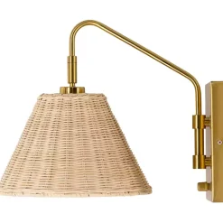 Gold and Rattan Wall Sconce