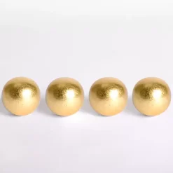 Gold Ceramic 3 in. Orbs, Set of 4