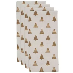 Gold Christmas Tree Napkins, Set of 4