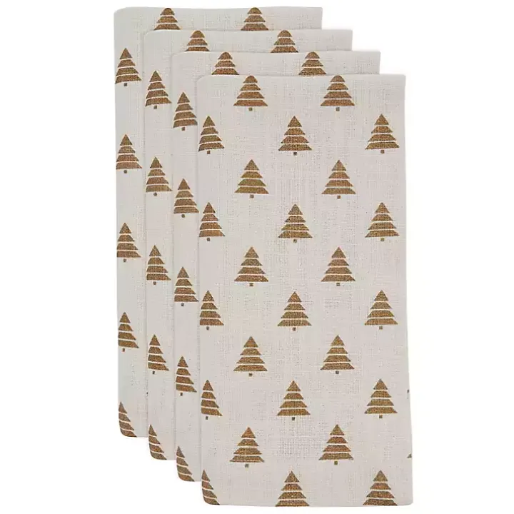 Gold Christmas Tree Napkins, Set of 4
