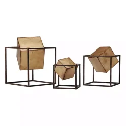 Gold Cube Quad Sculptures, Set of 3