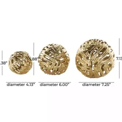 Gold Cut-Out Metal Orbs, Set of 3