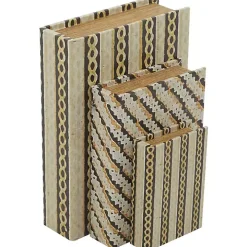Gold Faux Leather Chain Link Book Boxes, Set of 3