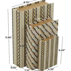 Gold Faux Leather Chain Link Book Boxes, Set of 3