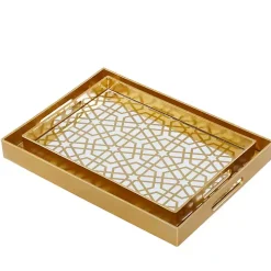 Gold Hexagon Large Print 2-pc. Tray Set
