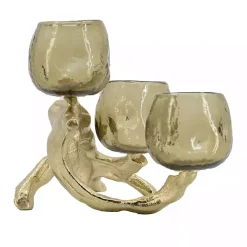 Gold Metal Driftwood Votive Candle Holder