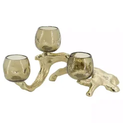 Gold Metal Driftwood Votive Candle Holder