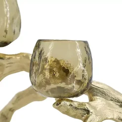 Gold Metal Driftwood Votive Candle Holder