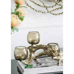 Gold Metal Driftwood Votive Candle Holder