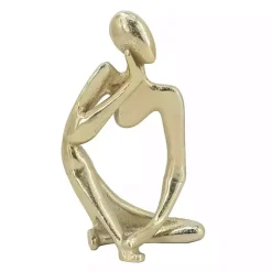 Gold Metal Pondering Figure II Sculpture