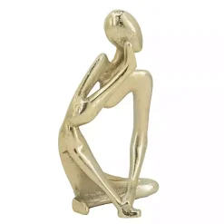 Gold Metal Pondering Figure II Sculpture