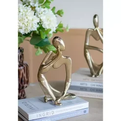 Gold Metal Pondering Figure II Sculpture
