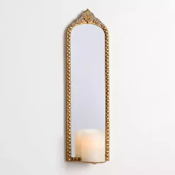 Gold Ornate Beaded Mirror Wall Sconce
