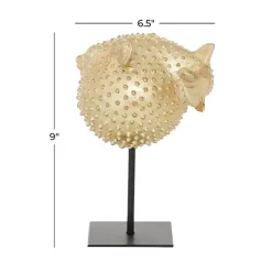 Gold Puffer Fish Sculpture