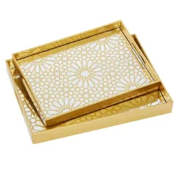 Gold Sun Star 2-pc. Mirrored Tray Set