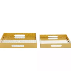 Gold Sun Star 2-pc. Mirrored Tray Set