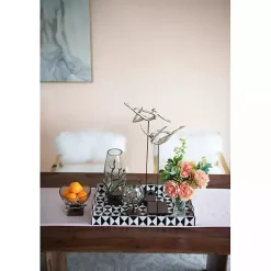 Gold Tipped Walnut Wood Glass Bowl