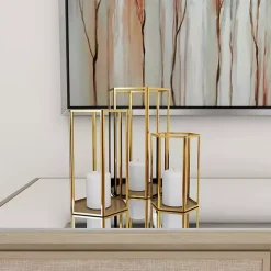Golden Geometric 3-pc. Decorative Lantern Set