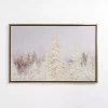 Golden Snowy Trees Framed Canvas Art Print