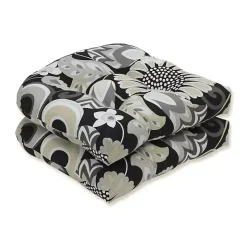 Graphite Floral Outdoor Seat Cushions, Set of 2