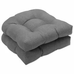 Graphite Tufted Outdoor Seat Cushions, Set of 2
