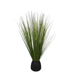 Grass Arrangement in Black Ribbed Pot