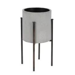 Gray and Black Solid Iron Plant Stands, Set of 2
