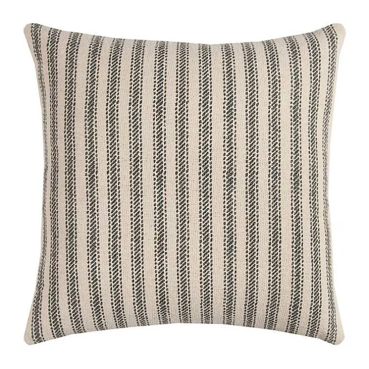 Gray and Natural Ticking Stripe Pillow