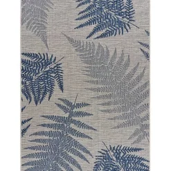 Gray and Navy Falling Ferns Outdoor Area Rug, 5x7
