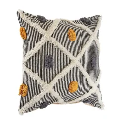Gray and Orange Tufted Accent Pillow
