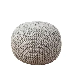 Gray and Silver Foil Rope Twist Cotton Pouf