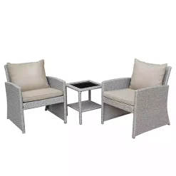 Gray and Tan 3-pc. Wicker Chat Set