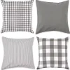 Gray and White Check Pillow Covers, Set of 4