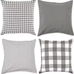 Gray and White Check Pillow Covers, Set of 4