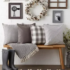 Gray and White Check Pillow Covers, Set of 4