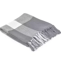 Gray and White Plaid Organic Cotton Throw