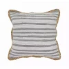 Gray and White Stripped Jute Border Accent Pillow