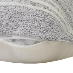 Gray and White Triple Stripe Outdoor Pillow